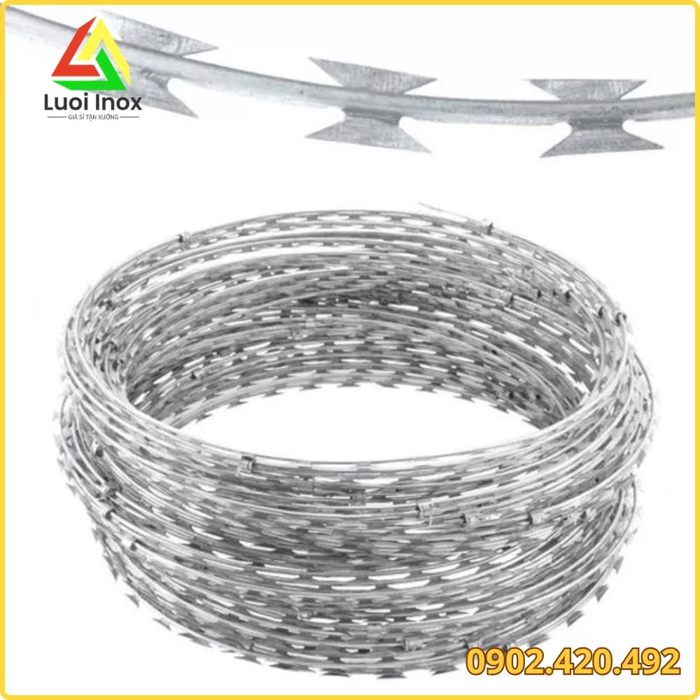 Dây thép gai inox lưỡi lam chống gỉ dùng cho môi trường ven biển