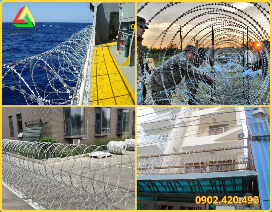 Kẽm gai căng làm hàng rào trang trại và tường bao chống trèo