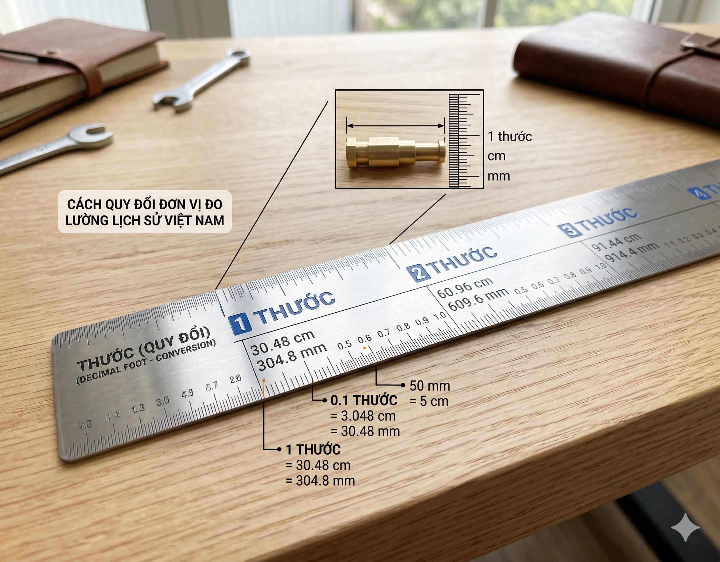 Chuỗi quy đổi ly phân tấc thước theo cách dùng hiện nay tại Việt Nam