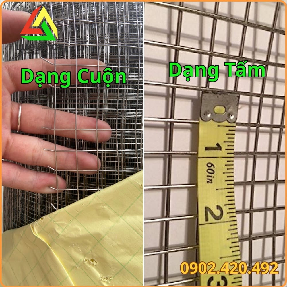 Bảng đối chiếu đường kính sợi inox và kích thước mắt lưới vuông tương ứng theo mesh