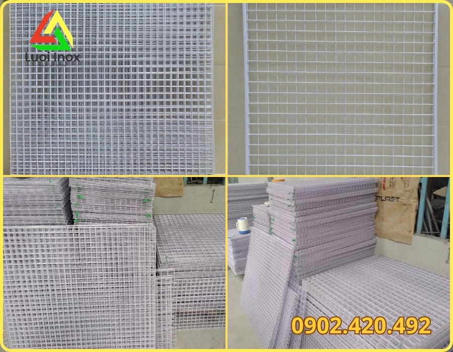 Cấu tạo lưới sắt treo đồ gồm khung viền và móc treo bằng inox chắc chắn