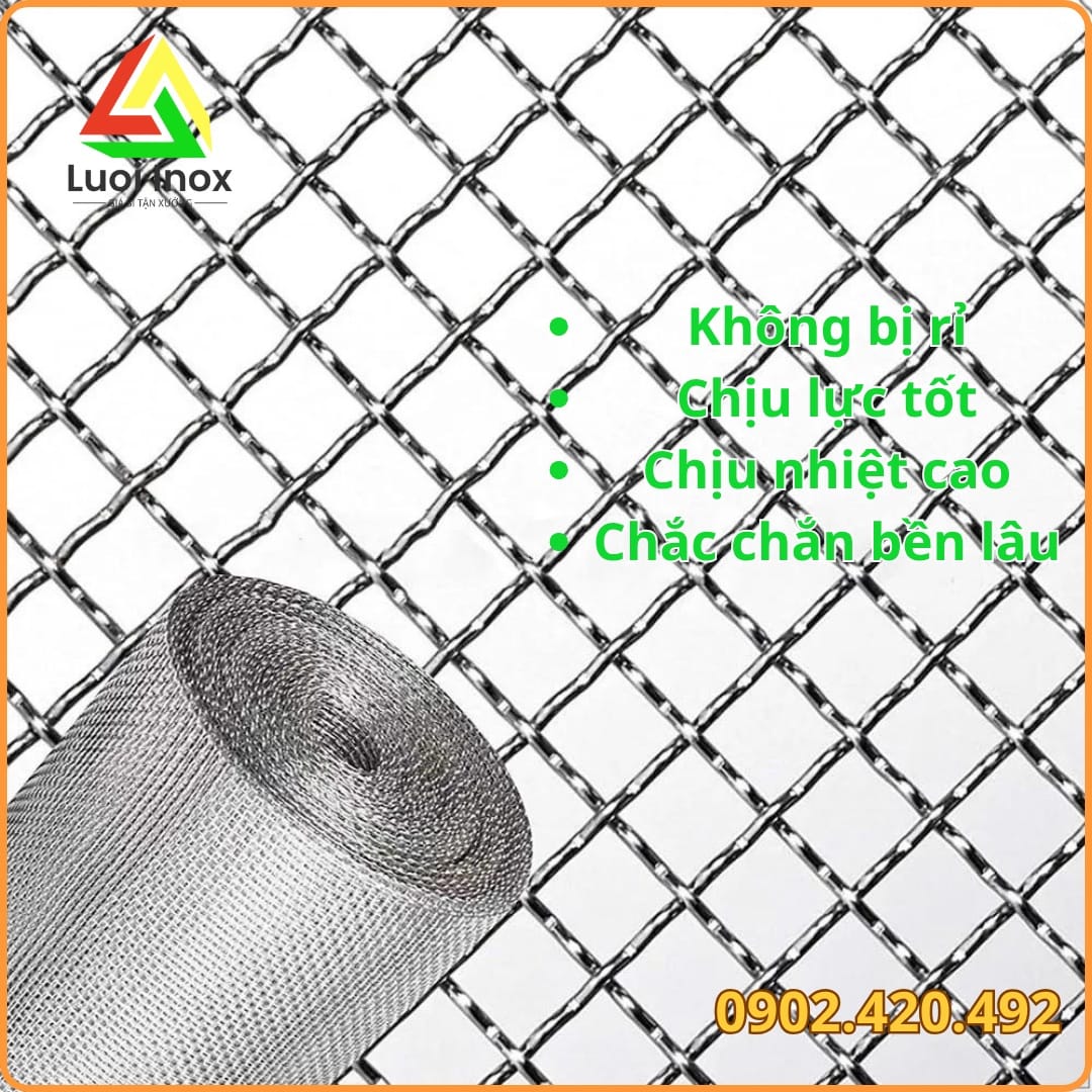 Cuộn lưới inox 201 dạng đan với thành phần hợp kim Crom Niken thấp