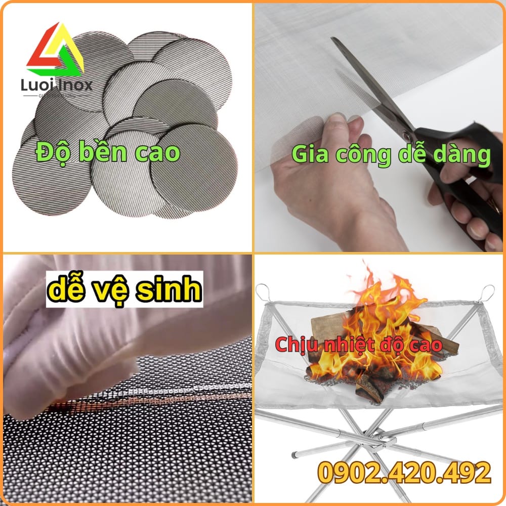 Cuộn lưới lọc inox dệt mịn và dạng cắt đột theo kích thước yêu cầu