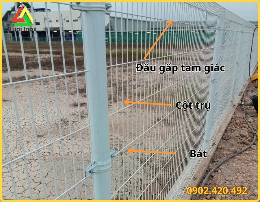 Bảng tra quy cách sợi, kích thước ô và bước cột hàng rào lưới thép mạ kẽm