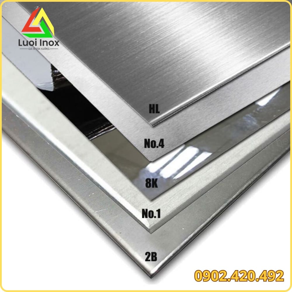 So sánh bề mặt No1 cán nóng với No4, 2B, BA, HL thuộc nhóm cán nguội bóng mịn