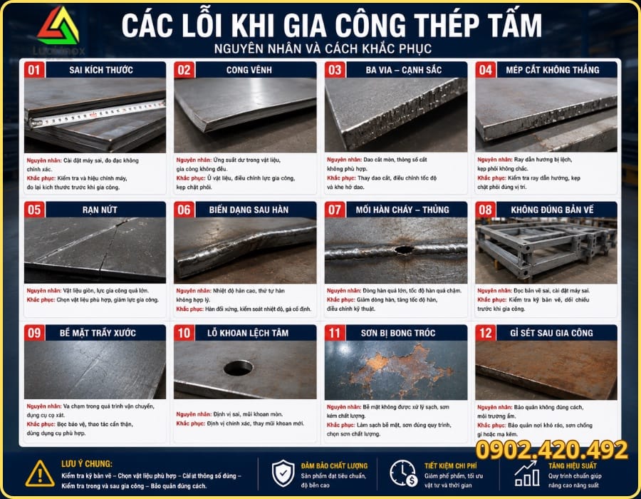 Các công đoạn cắt, chấn, đột lỗ khi gia công thép tấm theo quy cách bản vẽ kỹ thuật
