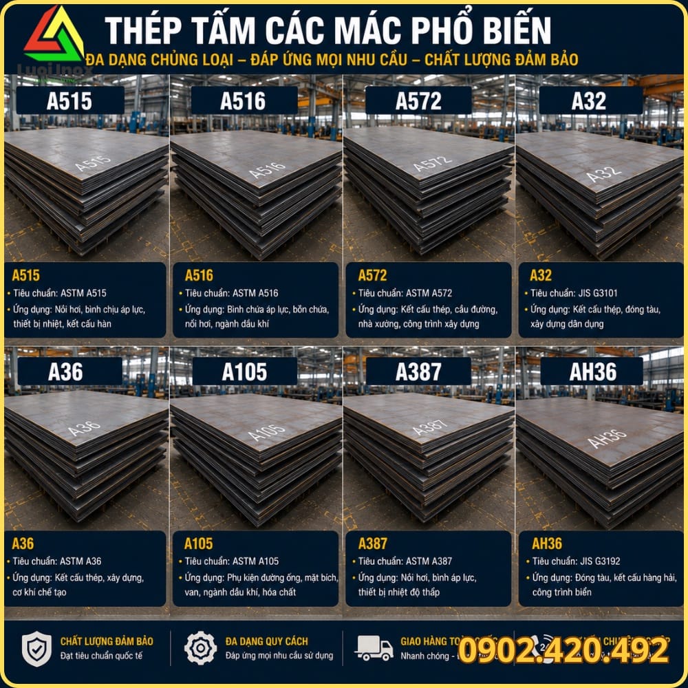 Bề mặt thép tấm A515 hạt thô, mác thép carbon-silic chuyên chế tạo bình chịu áp lực