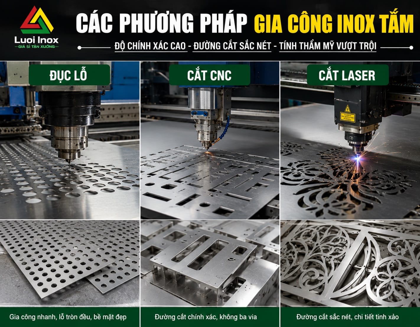 Tấm inox nguyên khổ đang được cắt tạo hình theo bản vẽ kỹ thuật yêu cầu