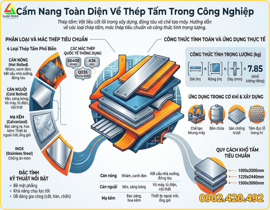 Bề mặt thép tấm cán nóng bằng thép cacbon khác hẳn tấm inox