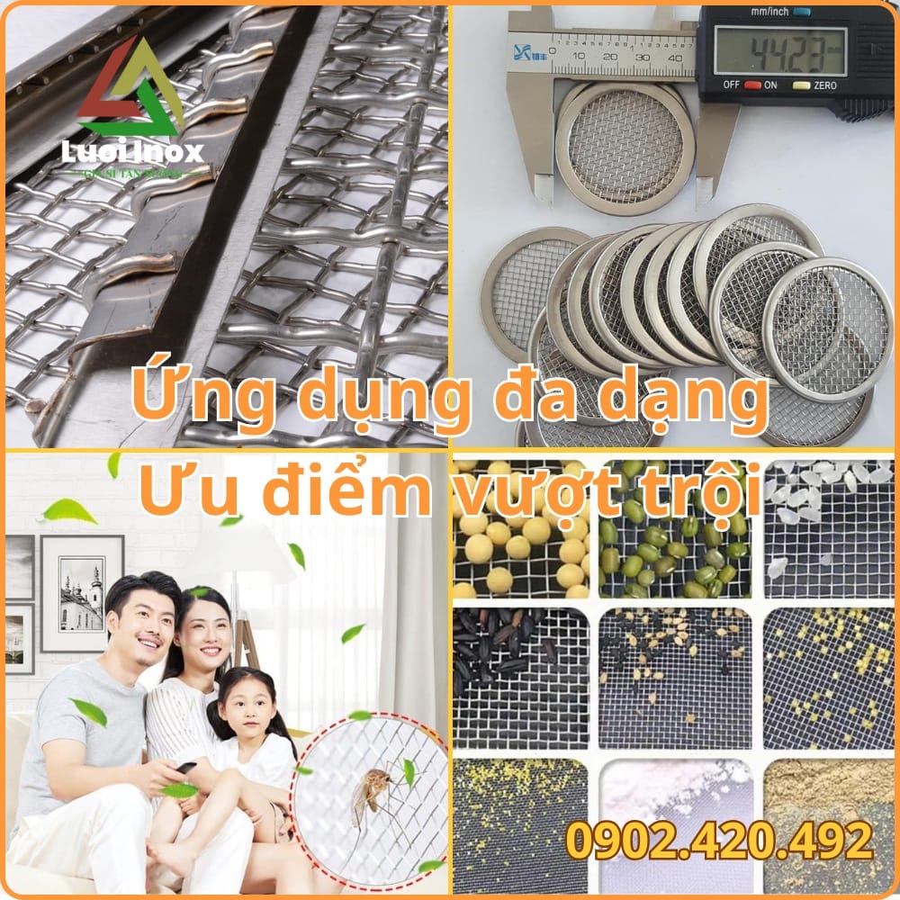 So sánh hai mẫu lưới inox 201 và 304 đặt cạnh nhau kiểm tra bằng nam châm