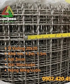 Lưới inox 20x20 quy cách ô lưới 20mm sợi 2mm giá sỉ tại xưởng