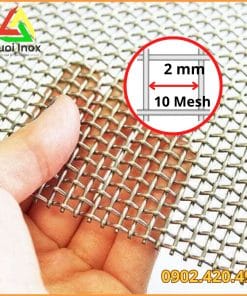 Lưới inox 2mm cuộn tròn, tương đương 10 mesh, khổ cuộn thực tế tại xưởng