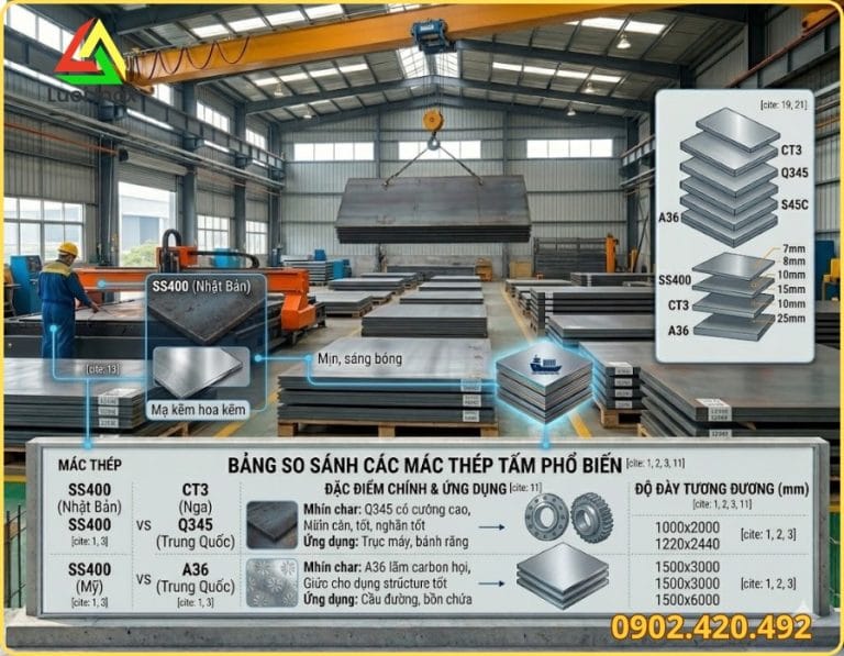 So sánh thép SS400 và A36 theo tiêu chuẩn JIS và ASTM cho kết cấu