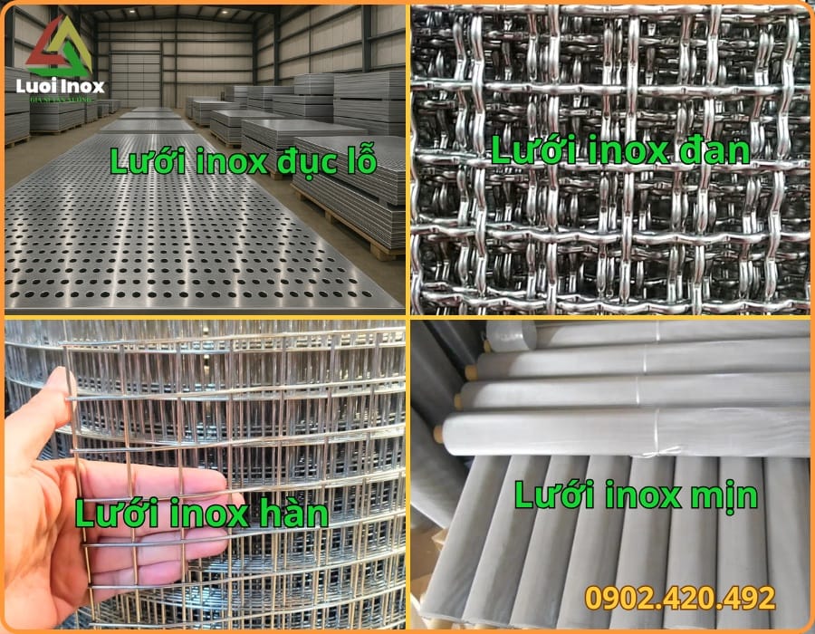 Cuộn lưới inox 304 đặt cạnh thước đo minh họa cách tính diện tích m2