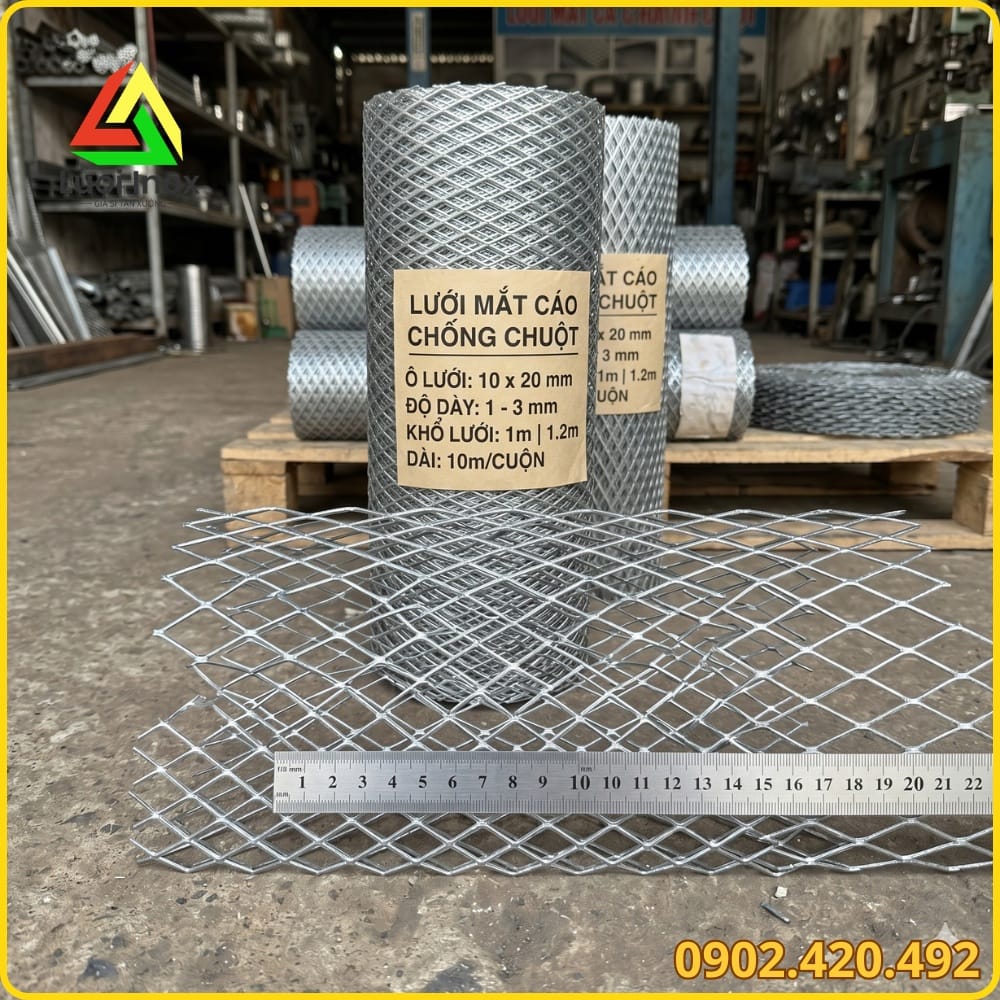 Bảng kích thước mắt lưới mắt cáo tính theo hai đường chéo từ 10x20mm đến 45x90mm