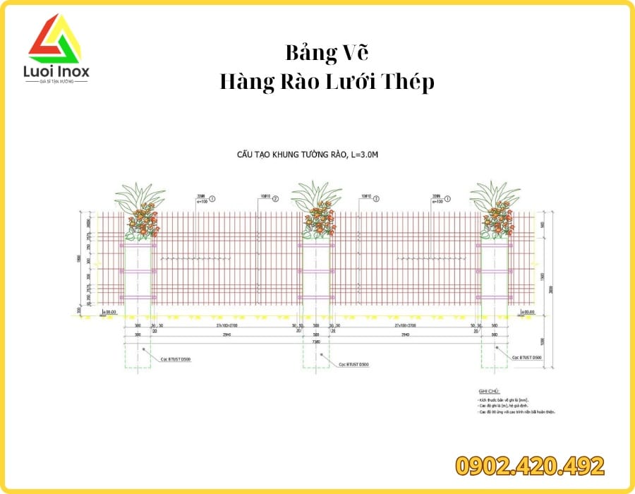 Liên hệ đặt gia công và nhận báo giá hàng rào lưới thép theo kích thước công trình