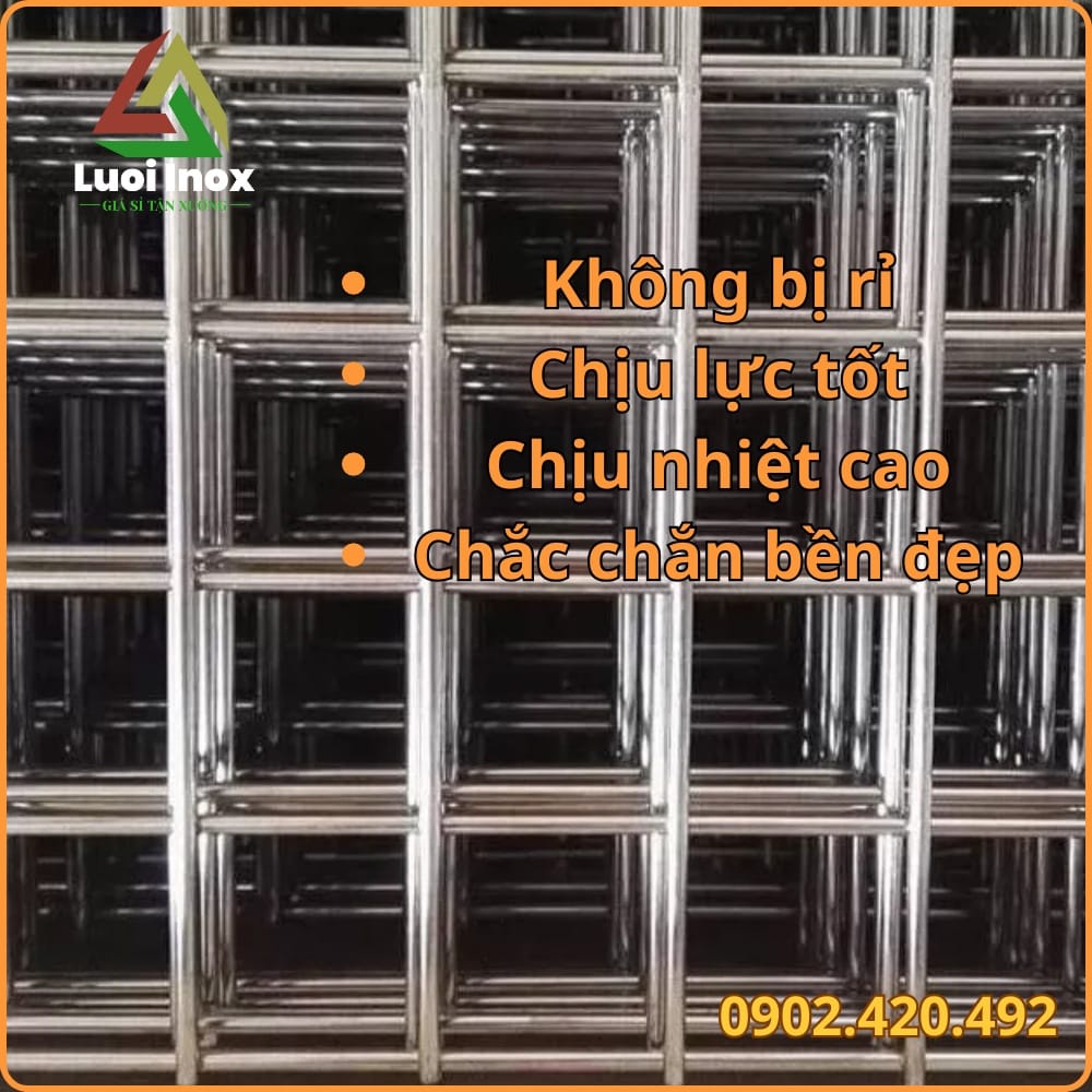 Lưới inox hàn ô vuông 100x100mm phân biệt với lưới đan inox cùng kích thước
