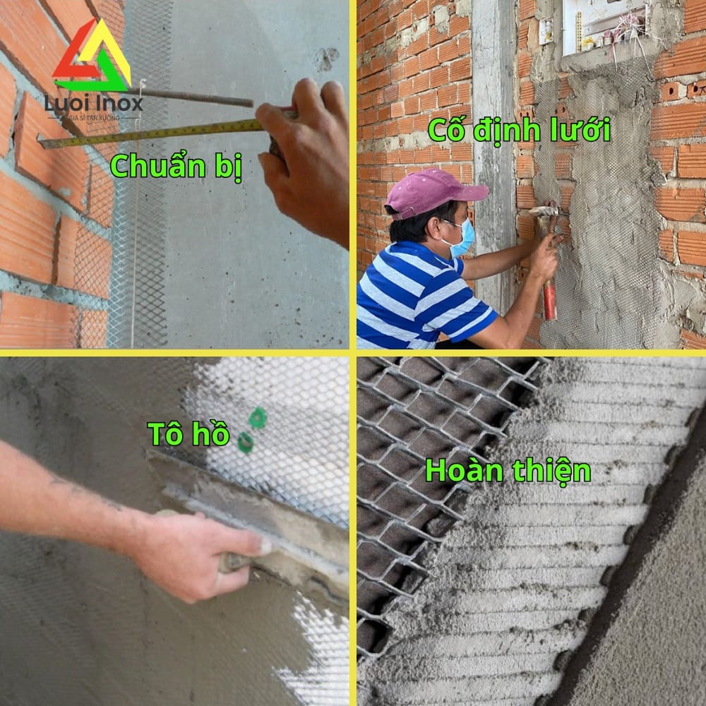 Tấm thép mỏng dập ô thoi kéo dãn thành lưới trát tường chống thấm