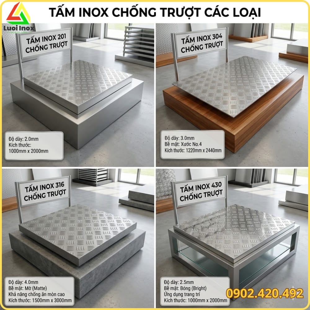 So sánh tấm inox dập gân và thép tấm dập gân khác nhau về vật liệu chống gỉ