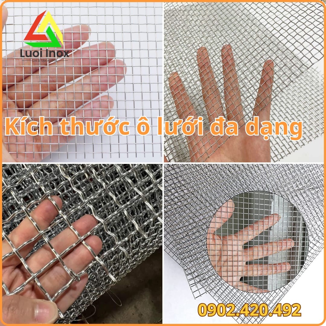 Quy cách cỡ mesh và đường kính sợi dây lưới inox 316 theo cuộn tiêu chuẩn