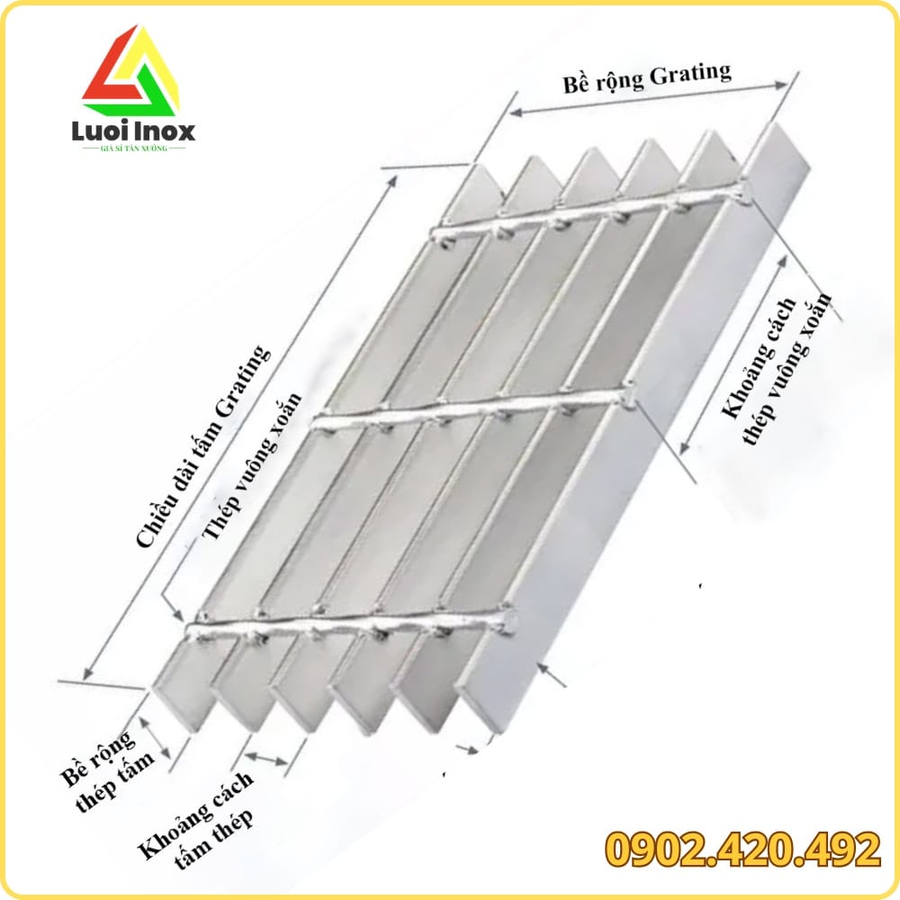Quy cách kích thước phôi tấm inox tham chiếu độ dày và khổ rộng trước khi gia công module grating