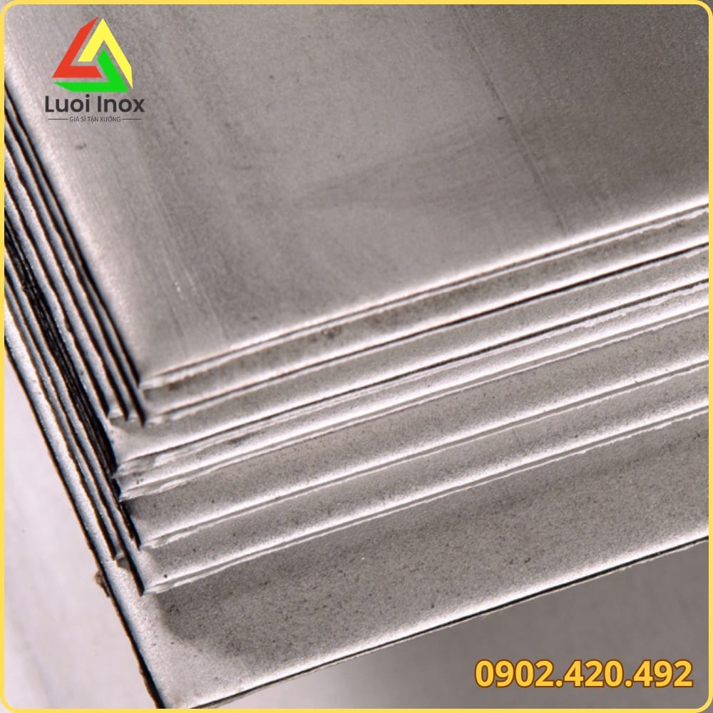 Bảng quy cách tấm inox 201 với khổ tấm, độ dày và bề mặt 2B, BA, No1 phổ biến