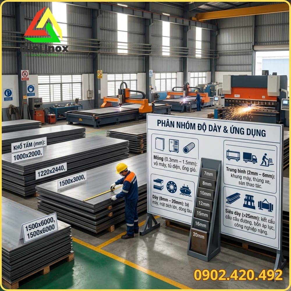 Bảng khổ rộng và chiều dài tiêu chuẩn của thép tấm dày 10mm phổ biến thị trường