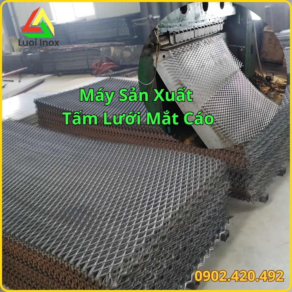 Tấm sàn lưới mắt cáo dập giãn sợi dẹp liền khối dùng làm sàn công nghiệp