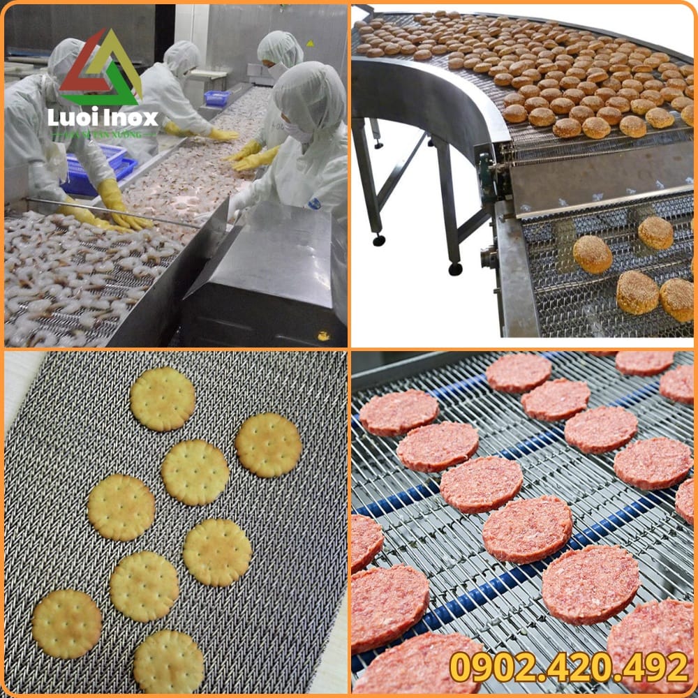Băng tải xích inox ứng dụng trong ngành thực phẩm, cơ khí và dược phẩm mỹ phẩm