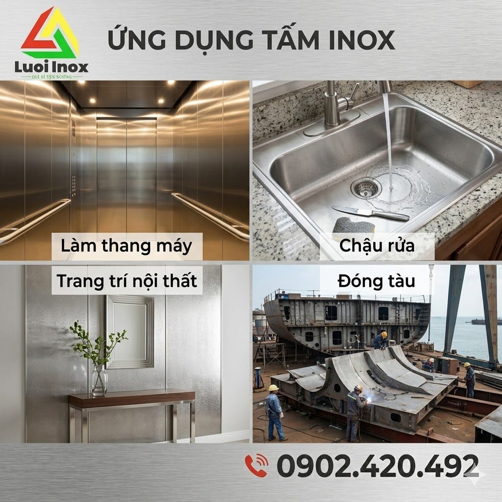 Ứng dụng inox tấm cuộn trong xây dựng, cơ khí công nghiệp và thiết bị thực phẩm
