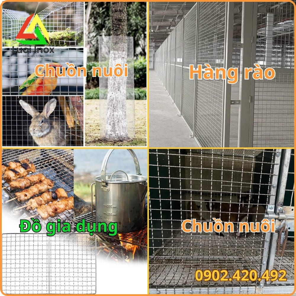 Lưới inox 20x20mm dùng làm hàng rào và lồng che chắn thông thoáng ngoài trời