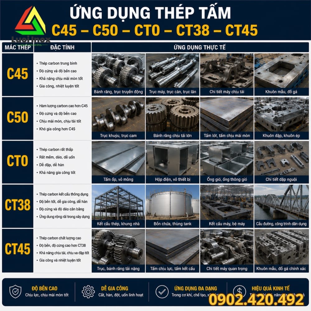 Ứng dụng thép tấm C45 làm trục, bánh răng, chốt và khuôn dập trong cơ khí chế tạo