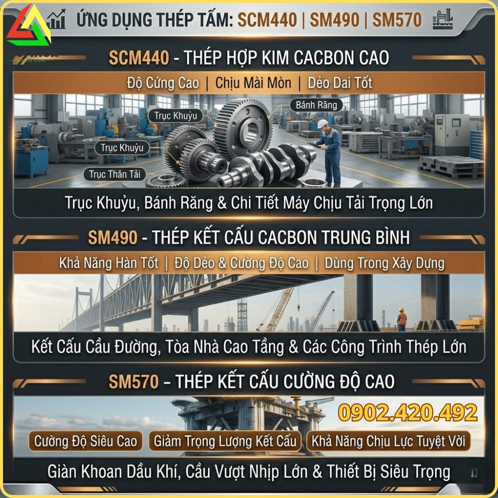 Kết cấu cầu và nhà xưởng thép tiền chế dùng thép tấm SM490 chịu lực