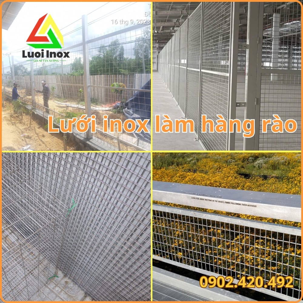 Ứng dụng lưới inox 100x100 làm hàng rào và vách ngăn khu vực công trình