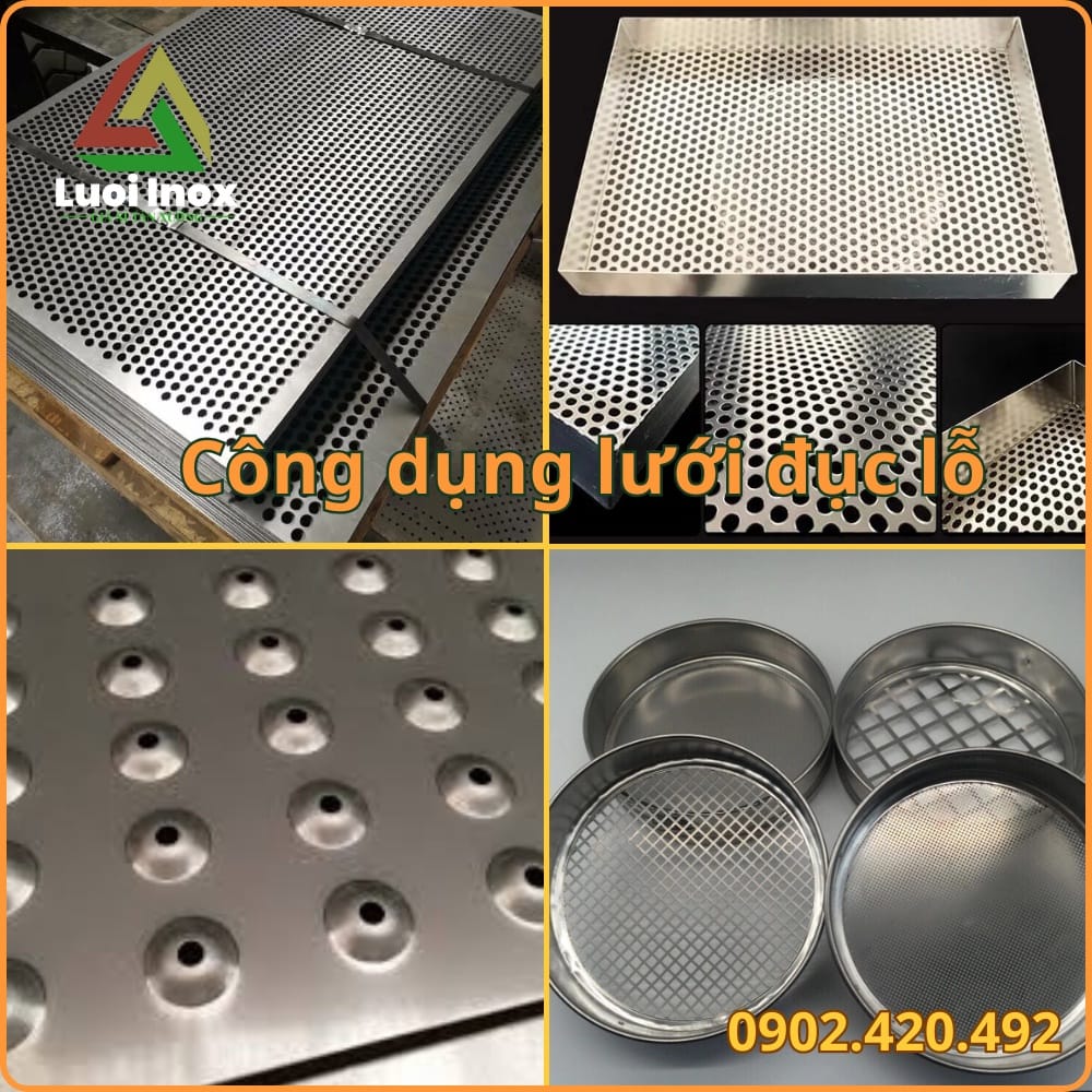 Cửa gió và vách ngăn dùng tấm inox đục lỗ lắp tại công trình xây dựng thực tế