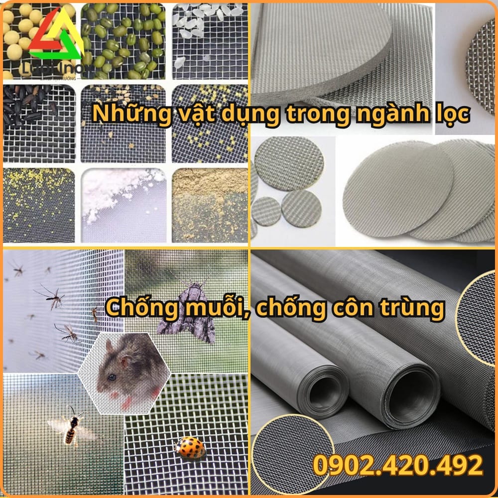 Lưới inox lỗ nhỏ lắp lọc chất lỏng, chắn côn trùng và ốp trang trí nội thất