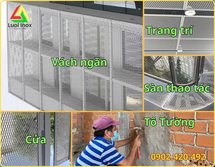 Hàng rào lưới mắt cáo mạ kẽm lắp đặt ngoài công trình thực tế