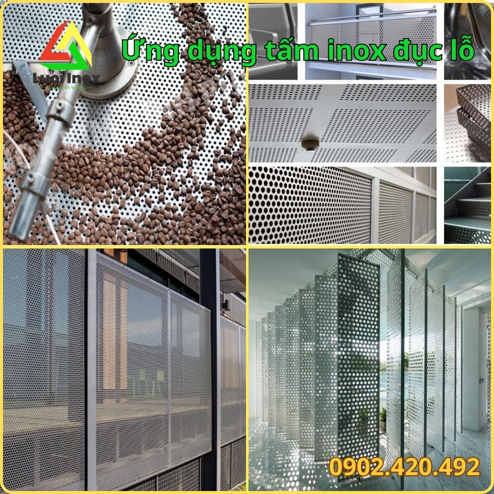 Tôn inox đục lỗ ốp vách ngăn trang trí kiến trúc và làm lam che nắng